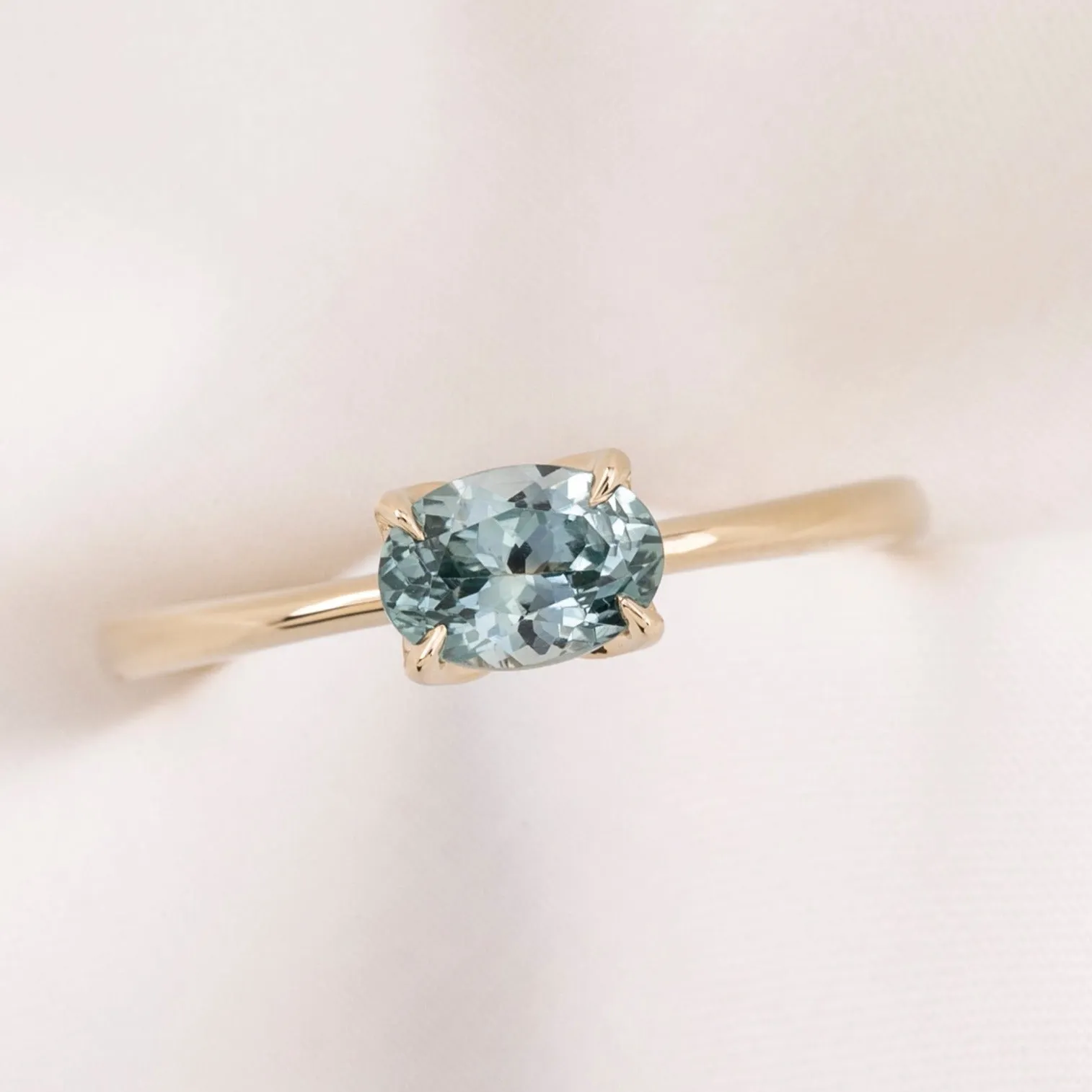 Sara Ring 0.93ct Light Blue Green Montana Sapphire (One of a kind)