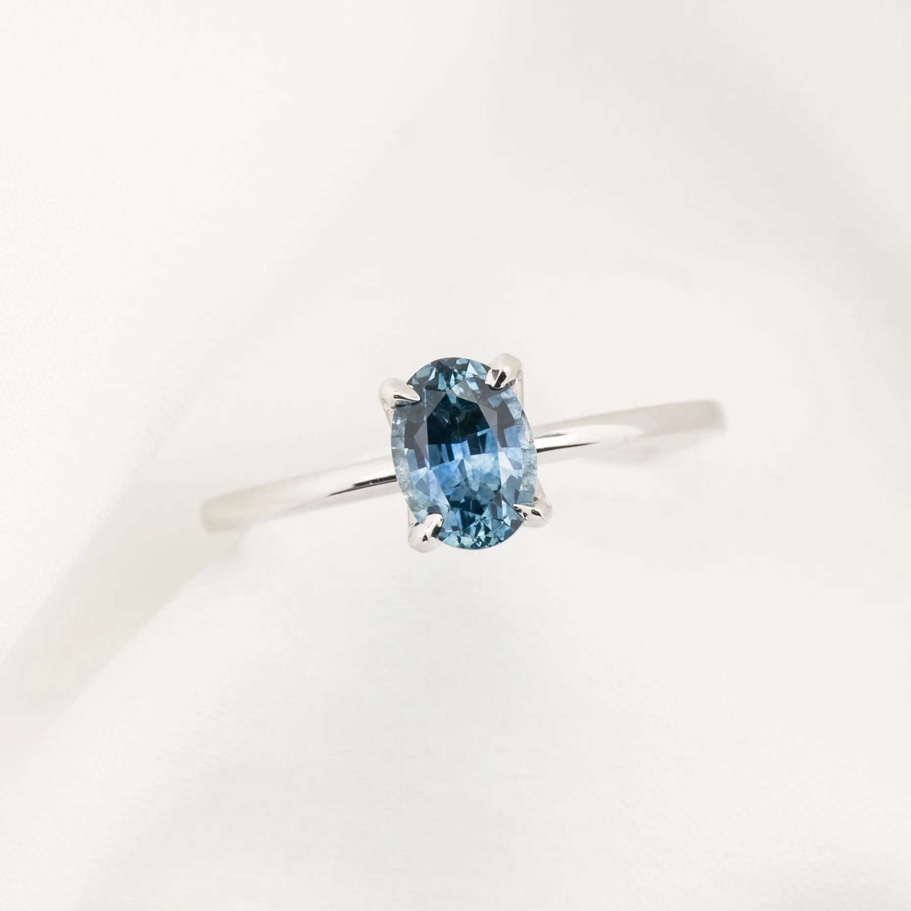 Sara Ring 1.06ct Blue Montana Sapphire, 14K White Gold (One of a kind)