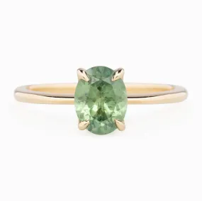 Sara Ring 1.70ct Blue Green Montana Sapphire, 14k Yellow Gold (One of a kind)