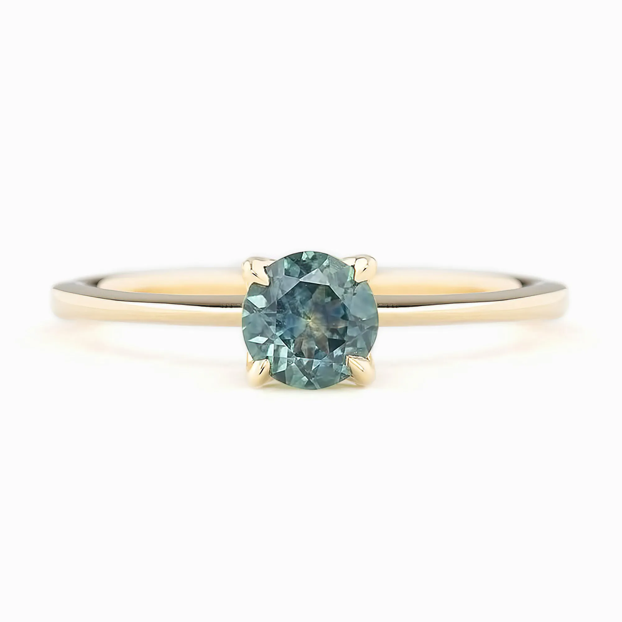 Sara Ring - 5mm 0.55ct Teal Blue Montana Sapphire