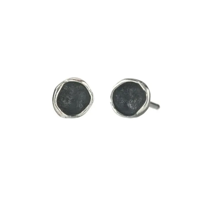 Small Single Pod Earrings in Oxidized Silver by Sarah Richardson