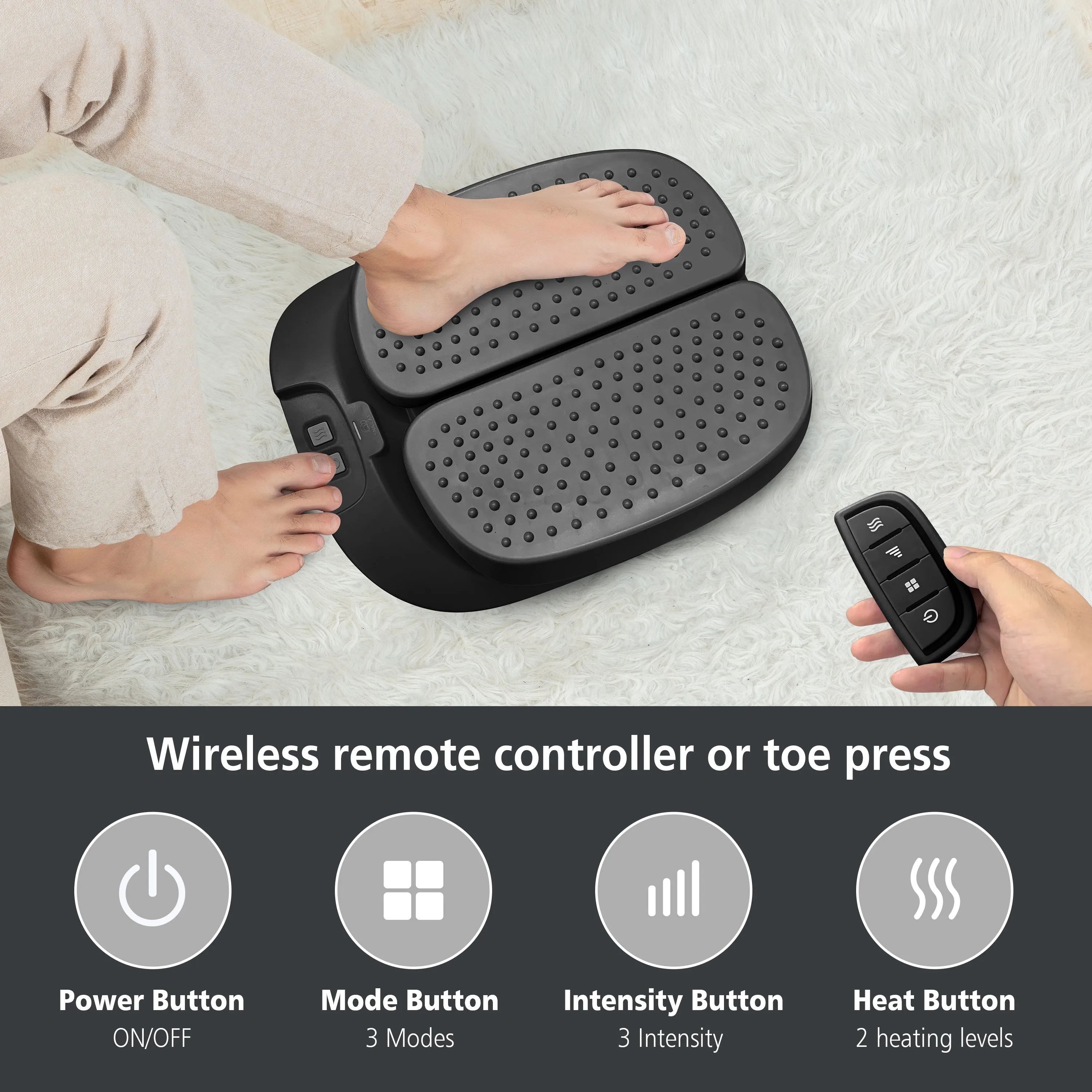 Snailax Foot Massager Machine with Heat,Remote Control (Black) --591B