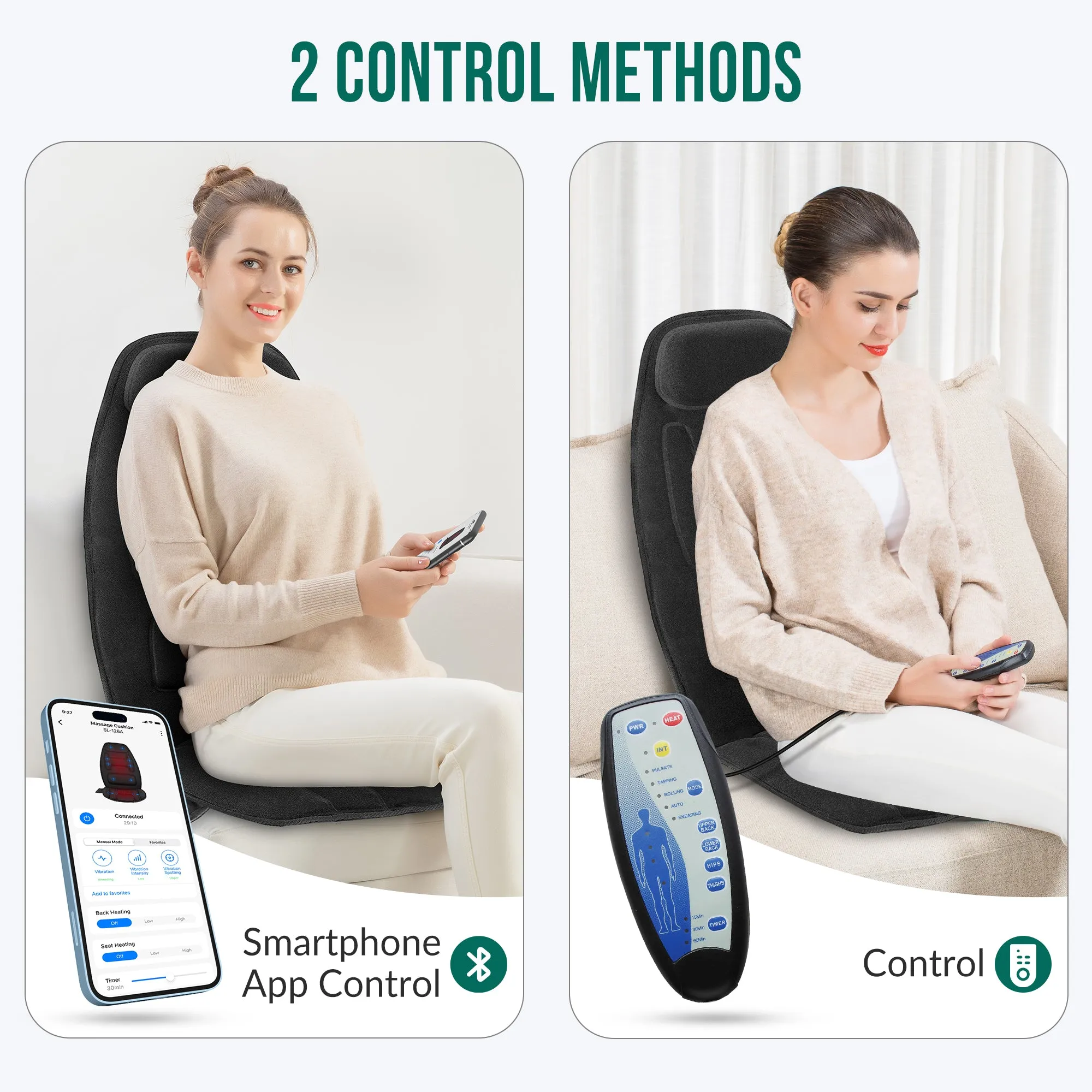 Snailax Vibration Back Massager with Heat, APP Control --SL-126B-APP