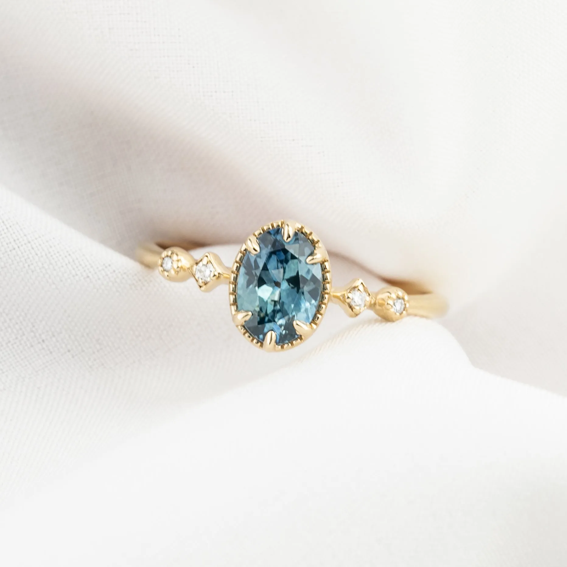 Stella Ring 1.02ct Blue Green Montana Sapphire Ring (One of a kind)