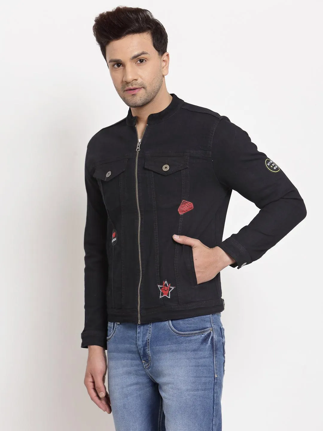 Style Quotient Men Black Denim Jacket