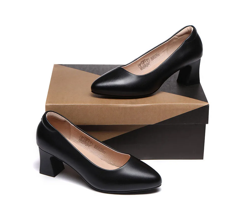 TARRAMARRA All-Black Leather Women Low Block Heels Fanny