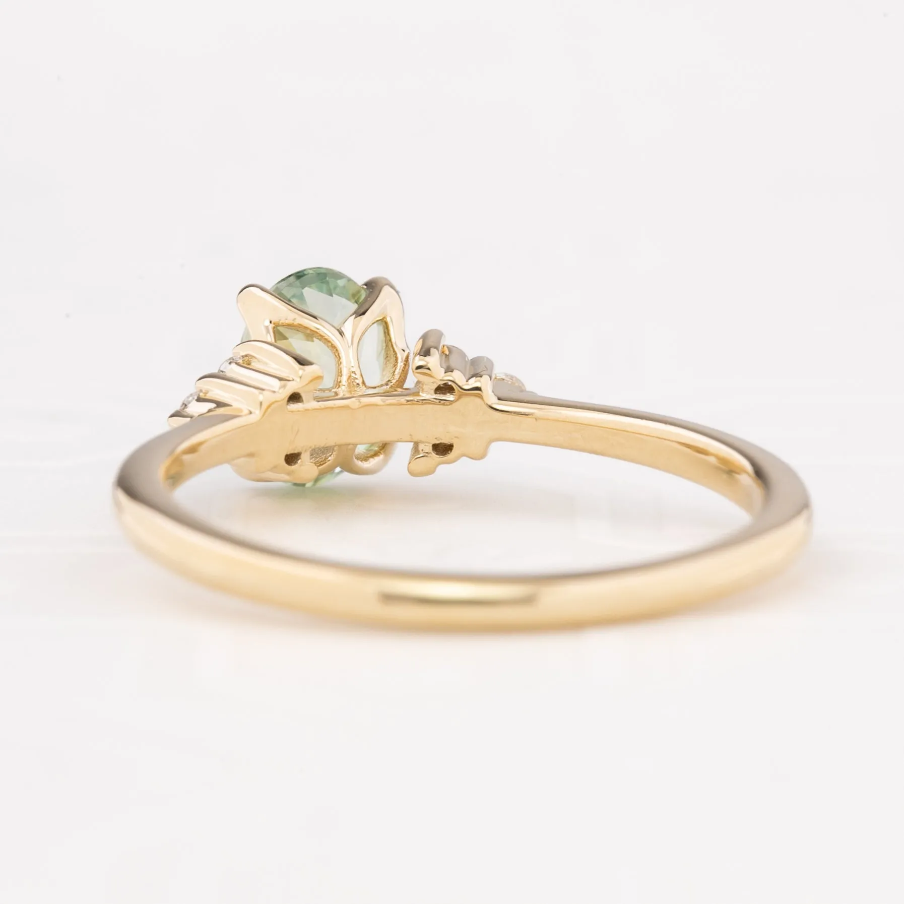 Teresa Ring 0.94ct Light Green Montana Sapphire, 14k Yellow Gold (One of a kind)