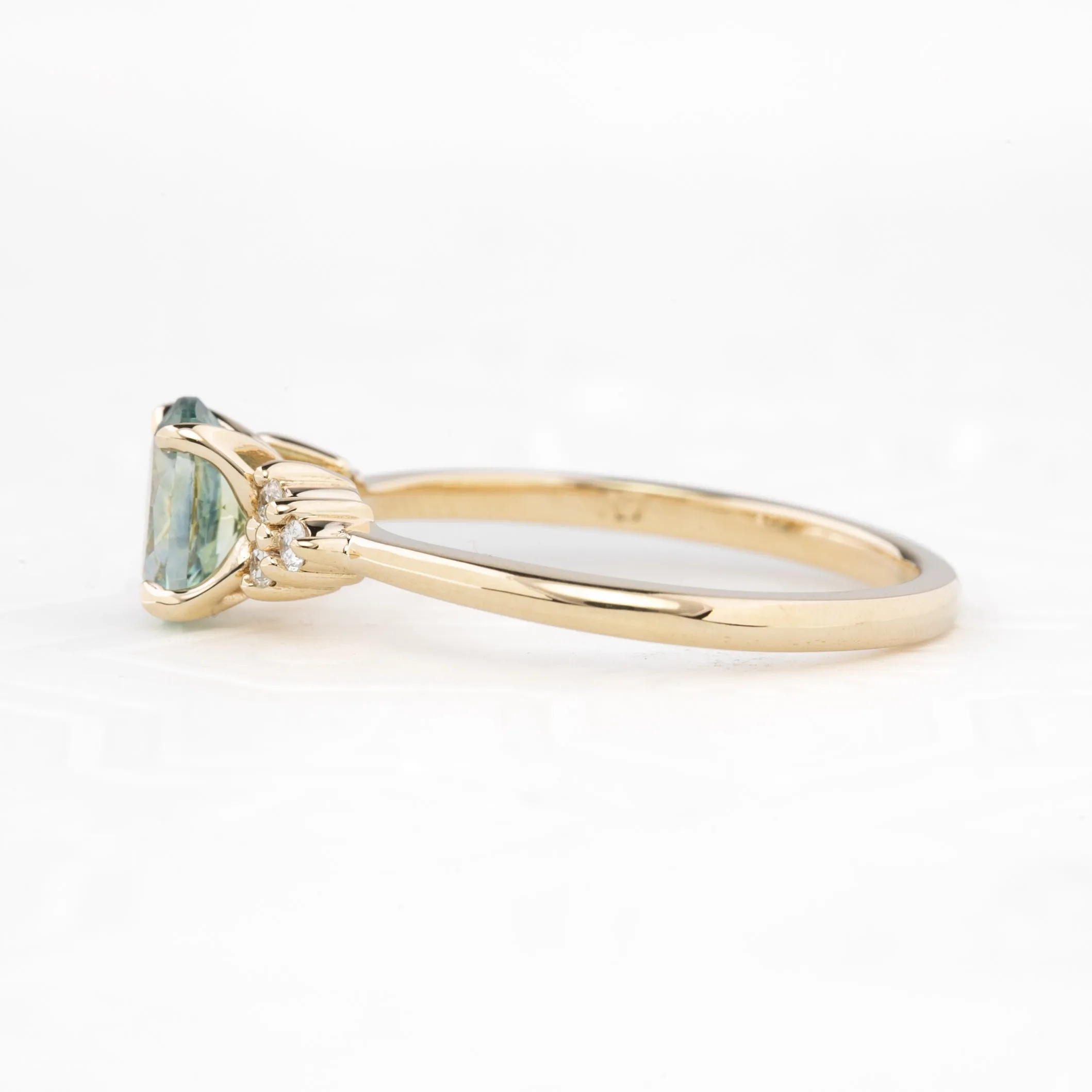 Teresa Ring 0.97ct Light Green Montana Sapphire, 14k Yellow Gold (One of a kind)