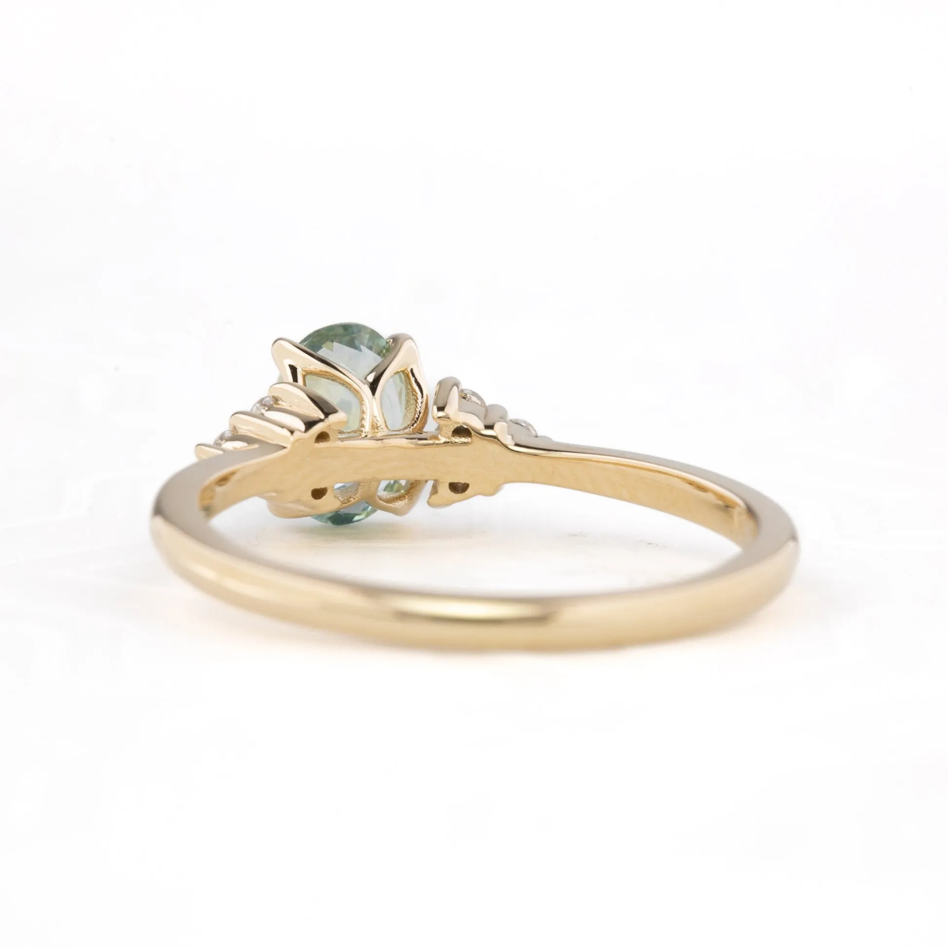 Teresa Ring 0.97ct Light Green Montana Sapphire, 14k Yellow Gold (One of a kind)