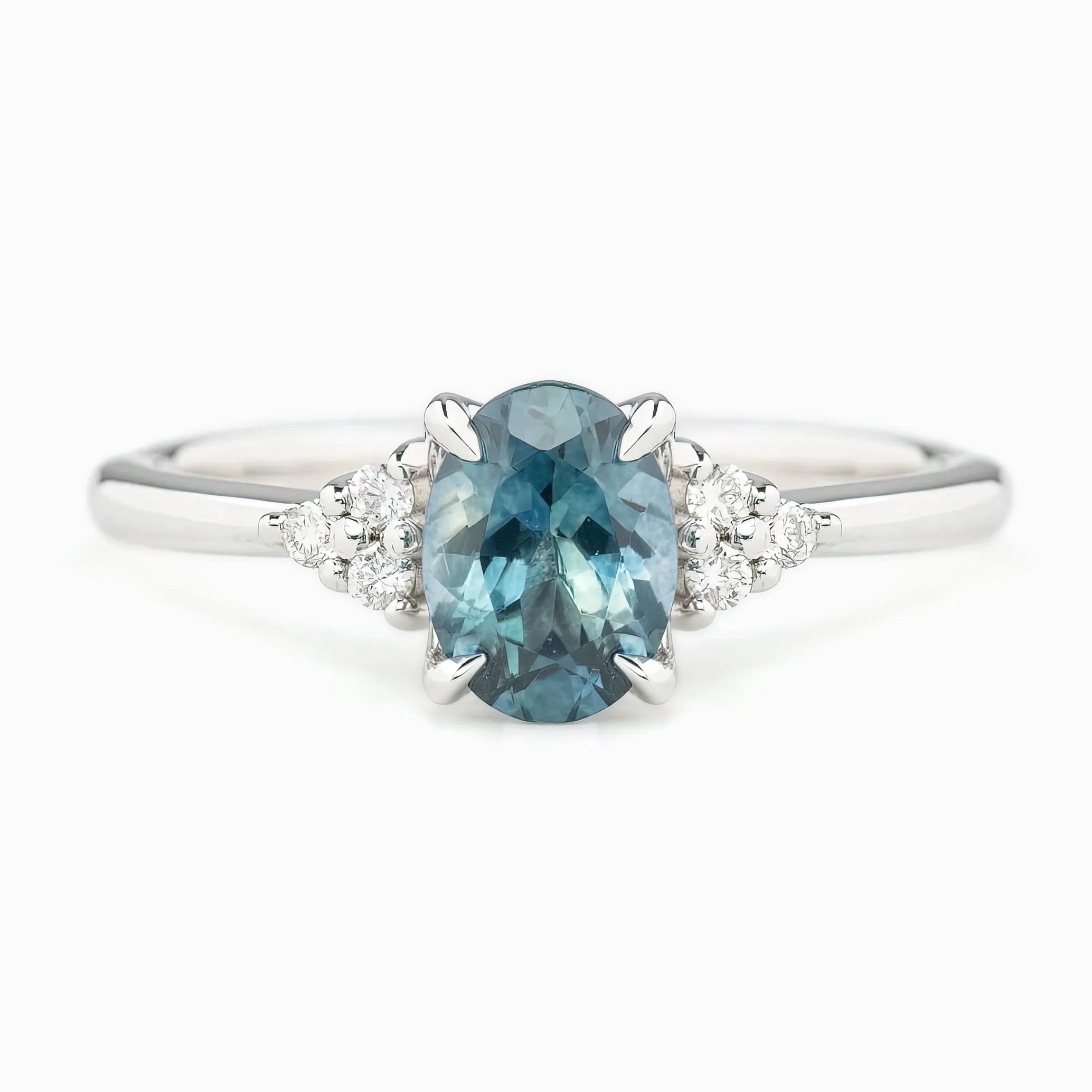 Teresa Ring 1.27ct Teal Blue Montana Sapphire, 14k White Gold (One of a kind)