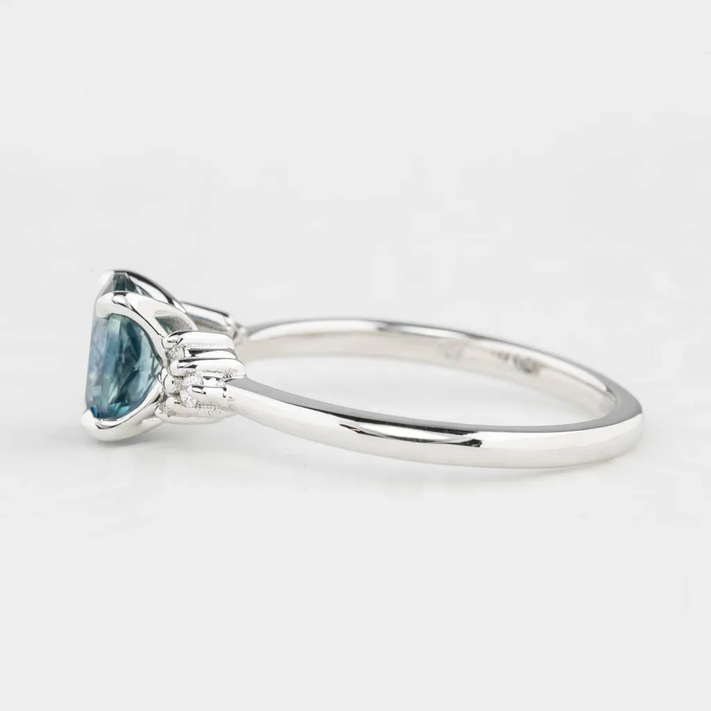 Teresa Ring 1.27ct Teal Blue Montana Sapphire, 14k White Gold (One of a kind)