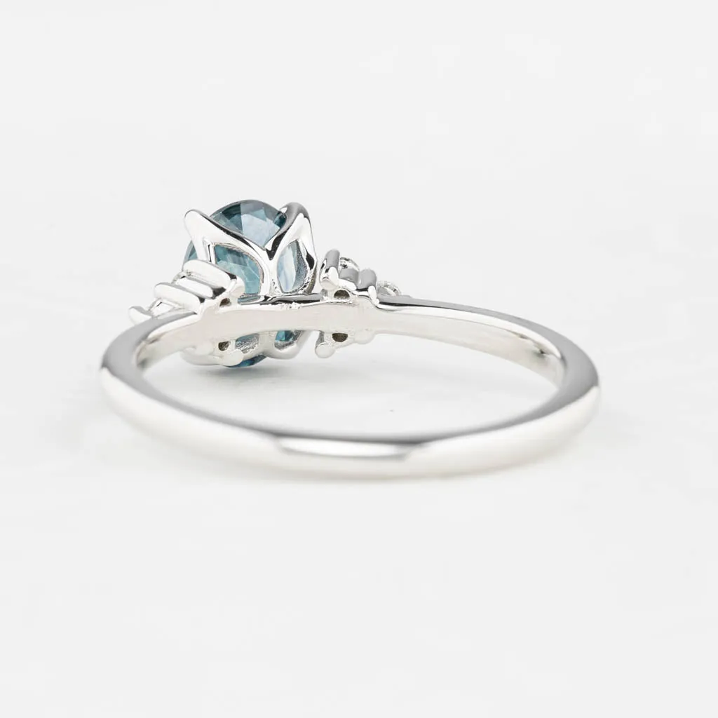 Teresa Ring 1.27ct Teal Blue Montana Sapphire, 14k White Gold (One of a kind)