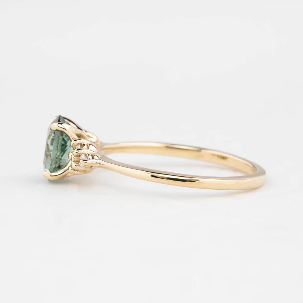 Teresa Ring 1.31ct Blue Green Oval Montana Sapphire, 14K Yellow Gold (One of a kind)