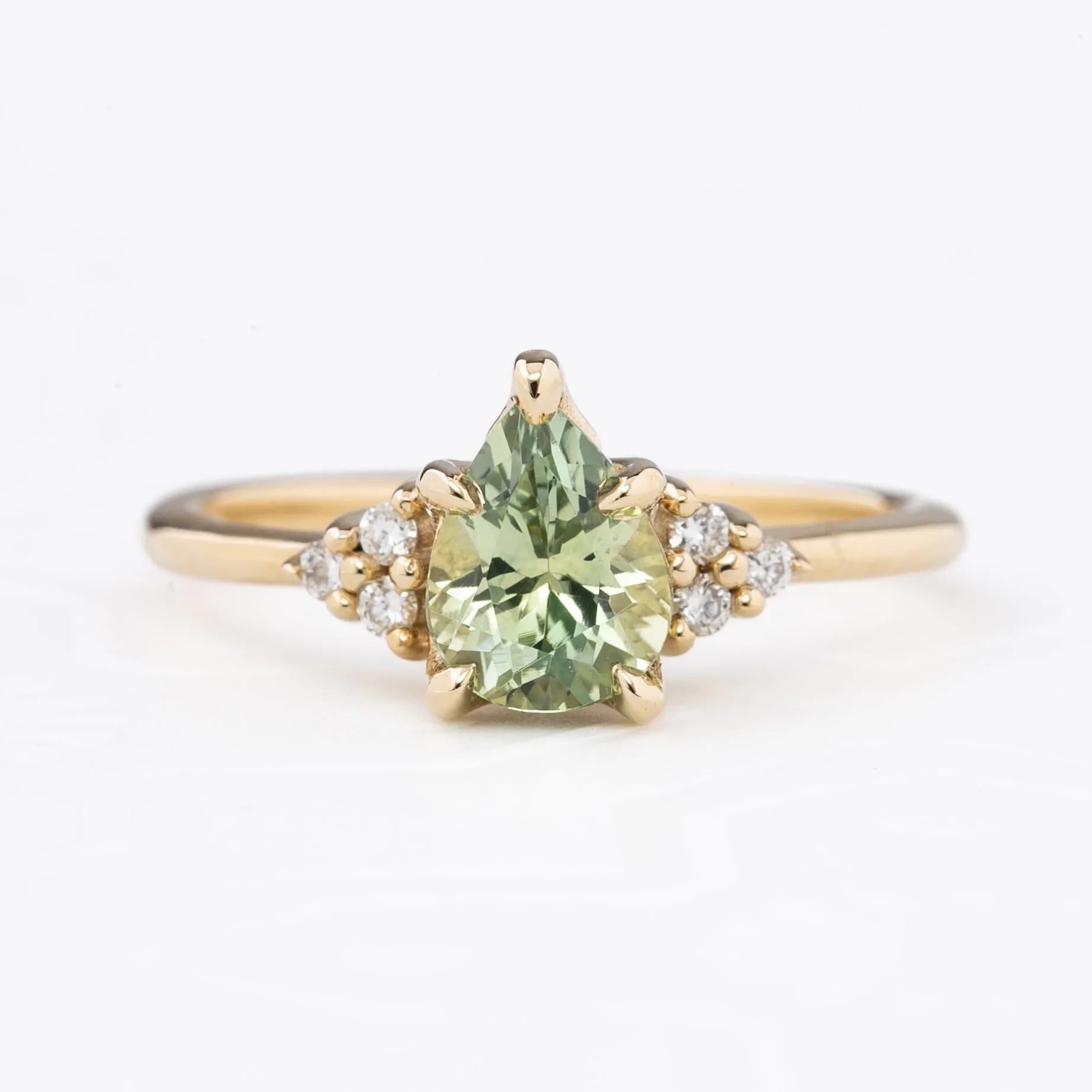 Teresa Ring 1.49ct Light Green Montana Sapphire, 14k Yellow Gold (One of a kind)