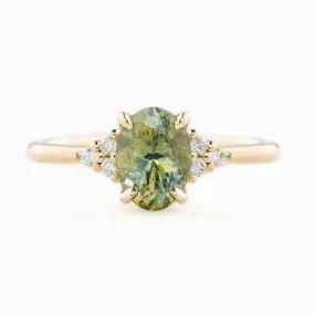 Teresa Ring 1.67ct Parti Green Aqua Yellow Montana Sapphire, 14k Yellow Gold (One of a kind)