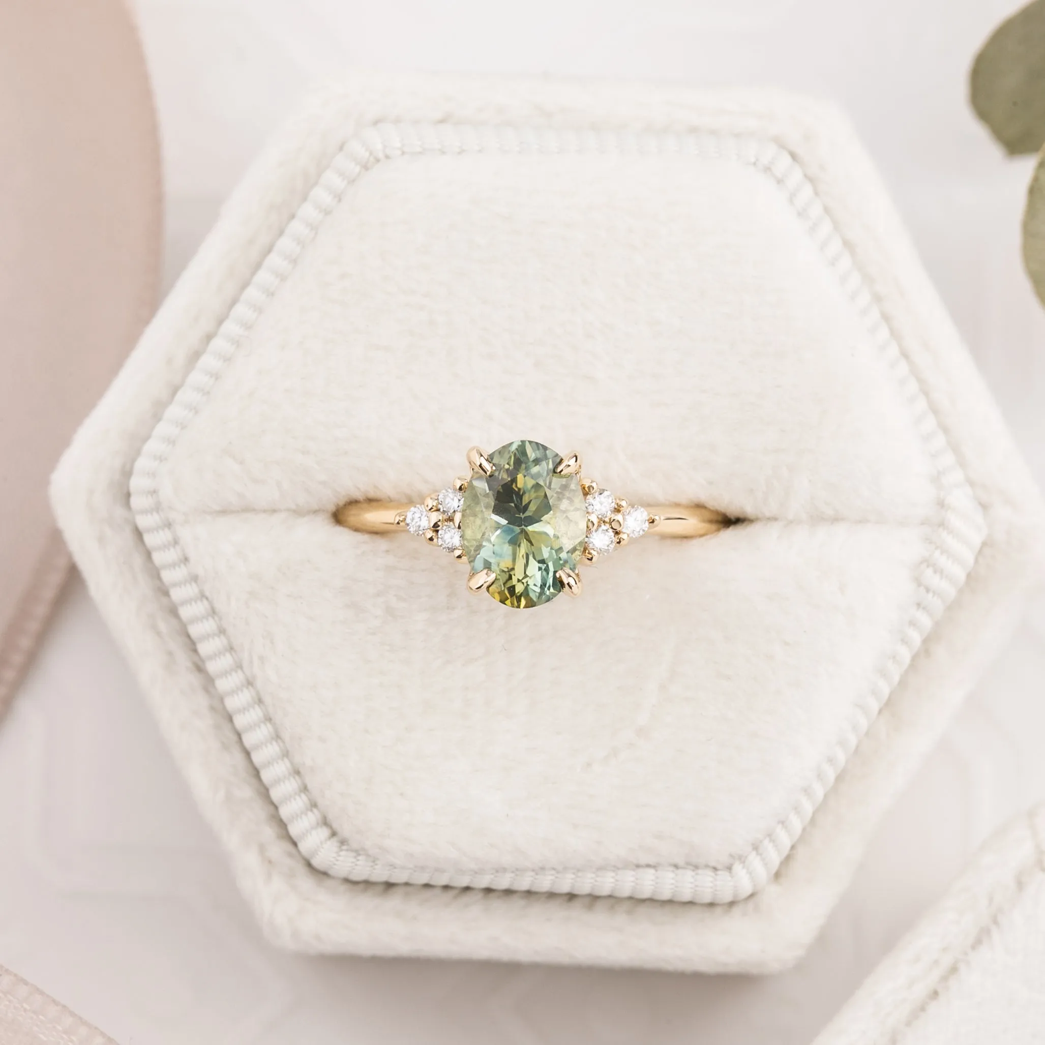 Teresa Ring 1.67ct Parti Green Aqua Yellow Montana Sapphire, 14k Yellow Gold (One of a kind)