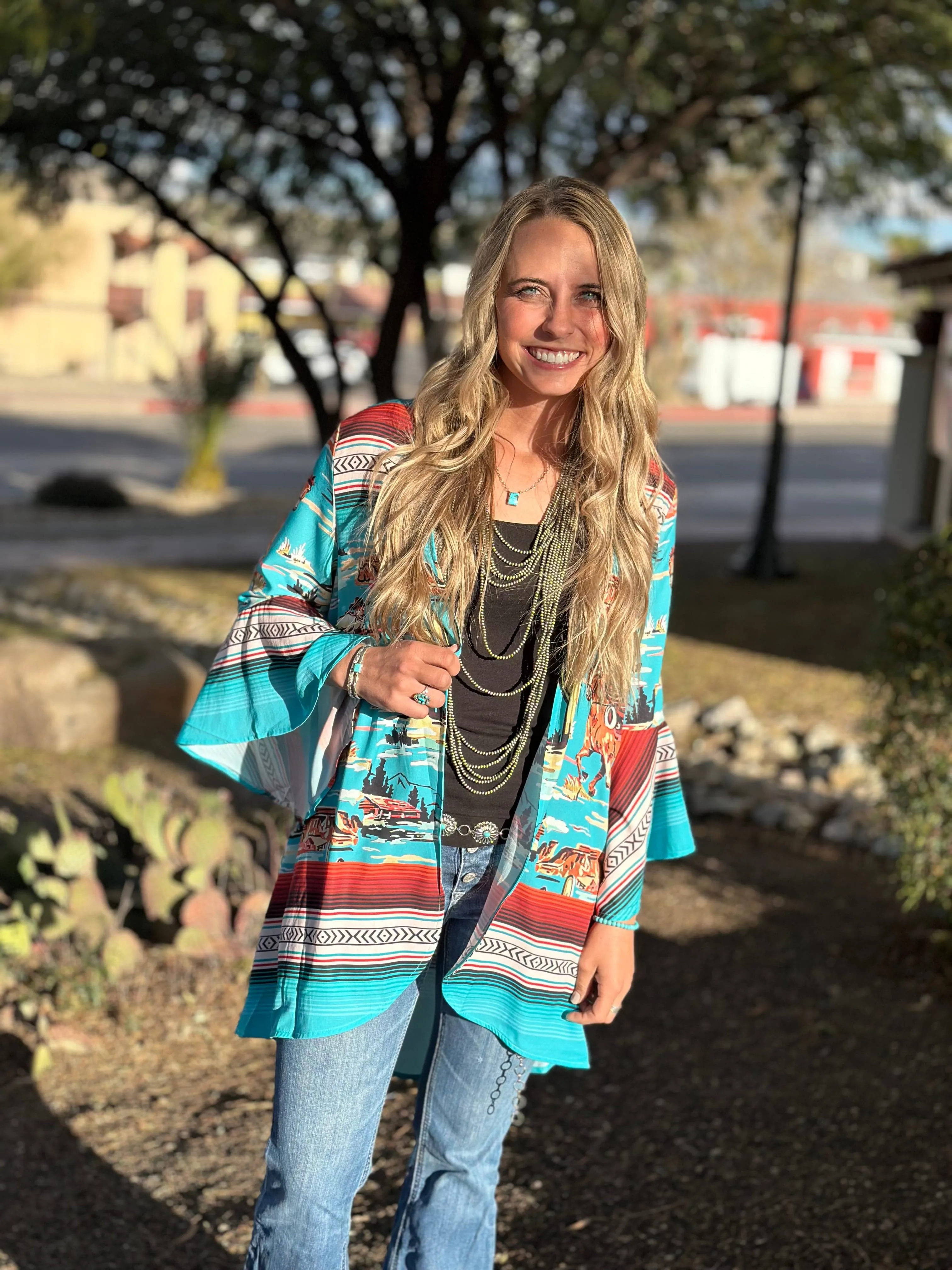 The Retro Colorado Cowboy Scene Kimono