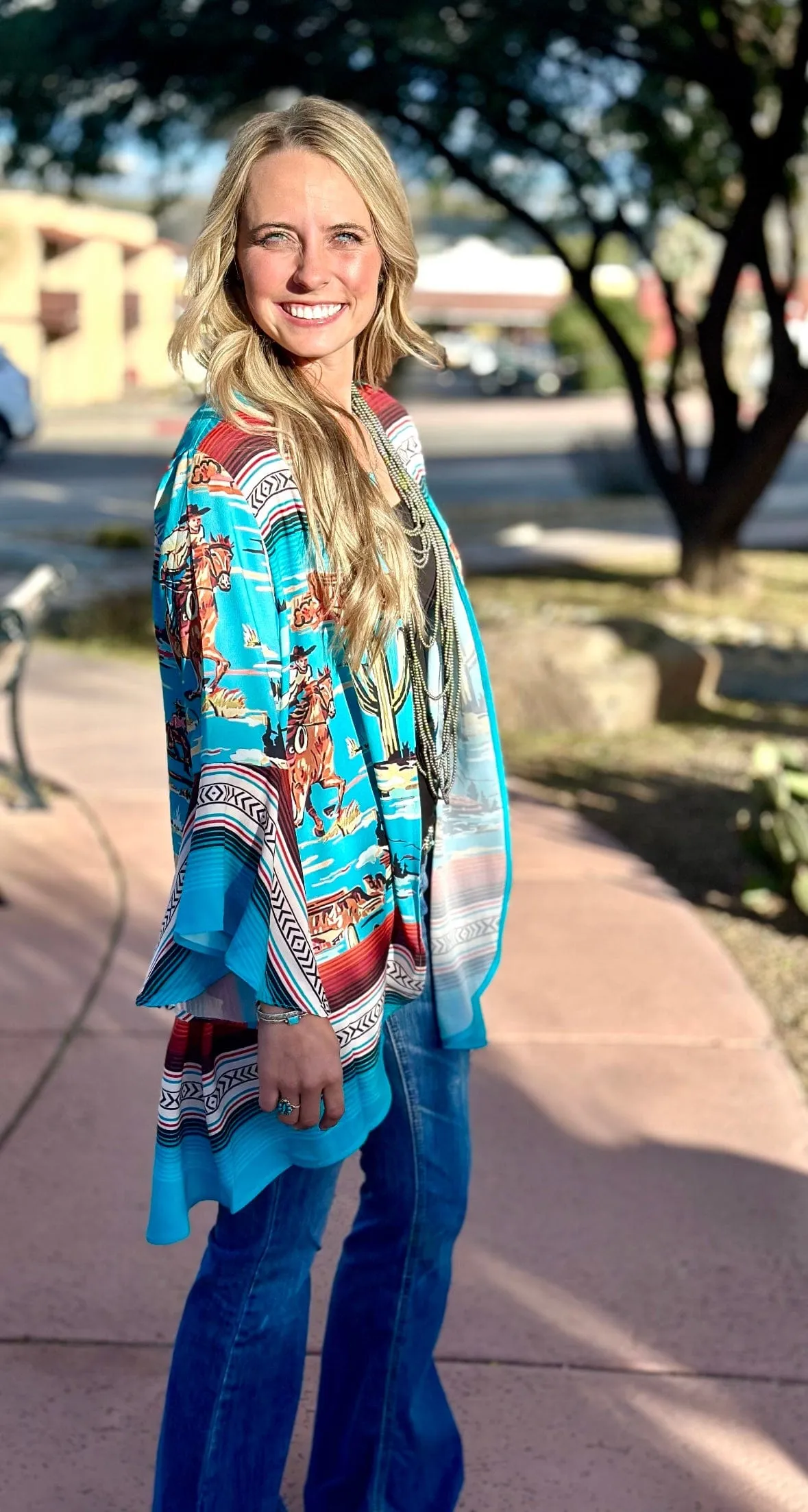 The Retro Colorado Cowboy Scene Kimono