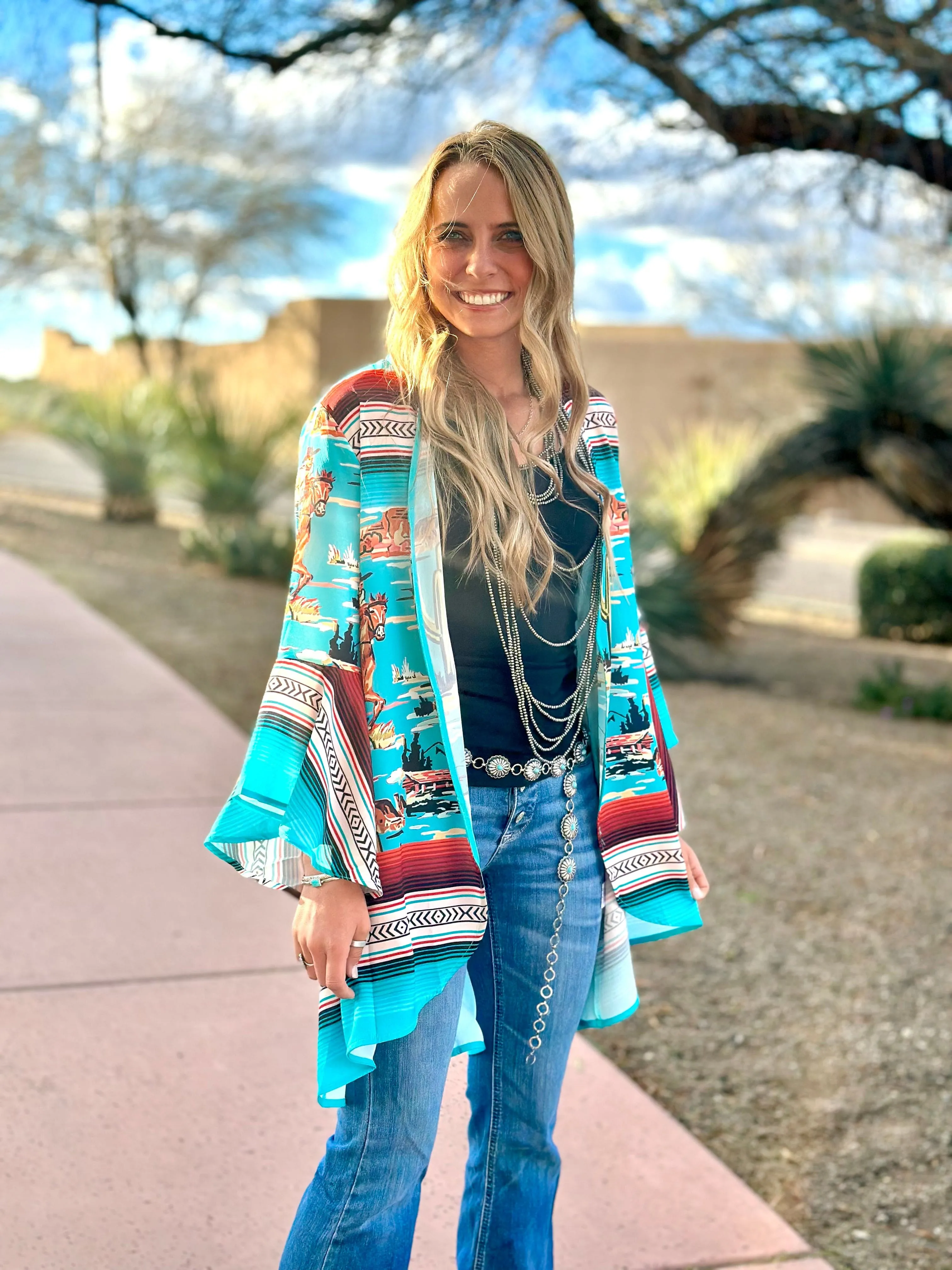 The Retro Colorado Cowboy Scene Kimono