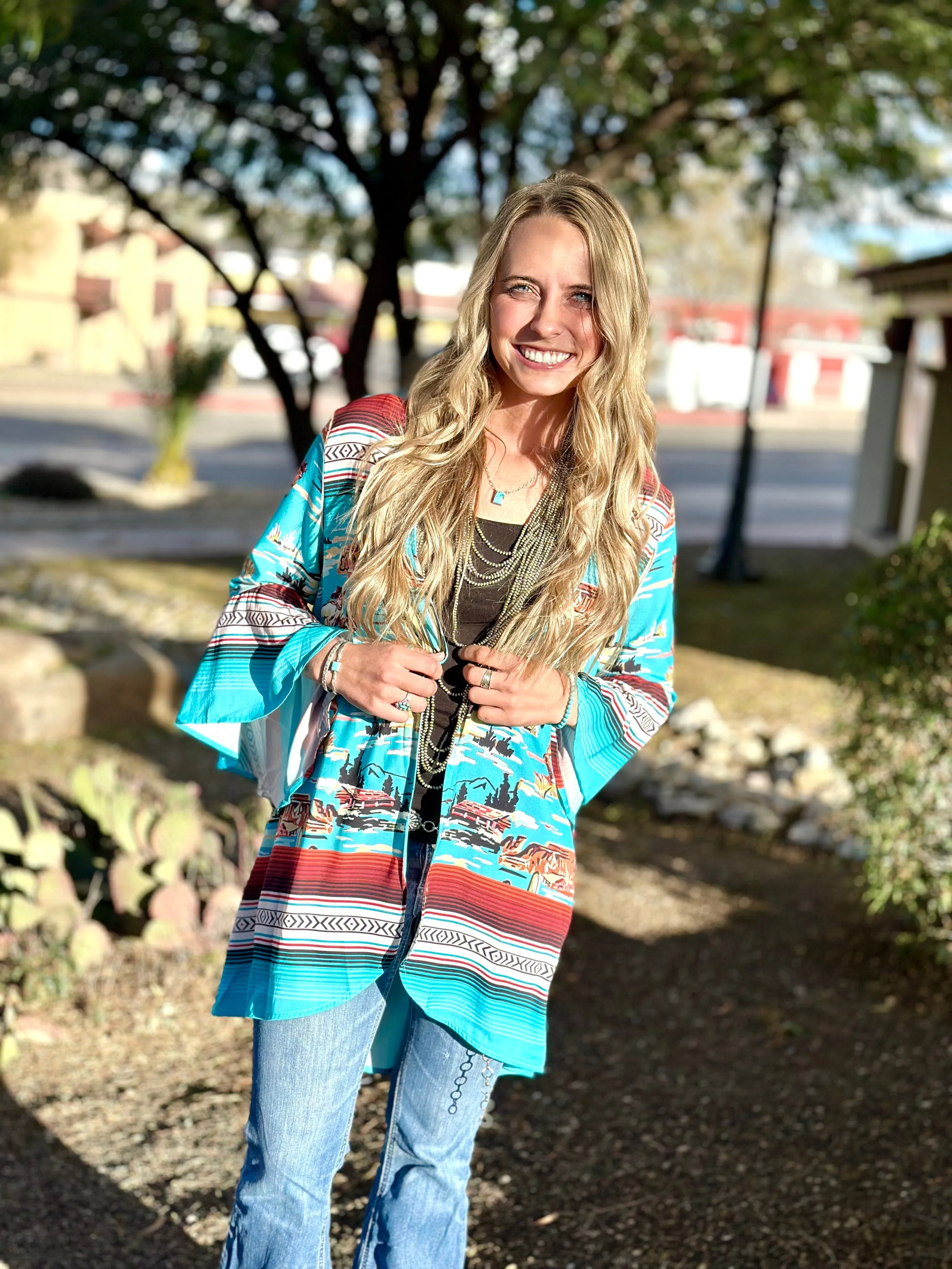 The Retro Colorado Cowboy Scene Kimono