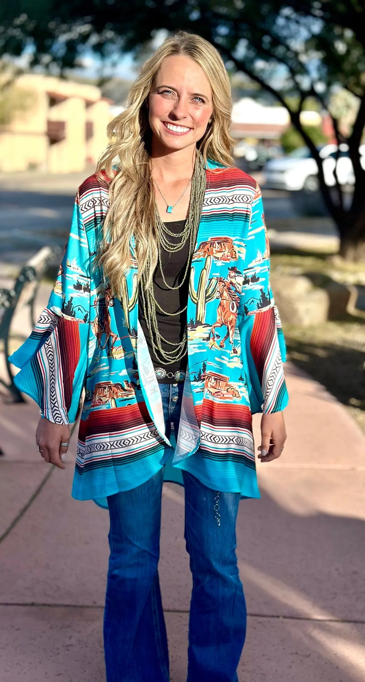 The Retro Colorado Cowboy Scene Kimono