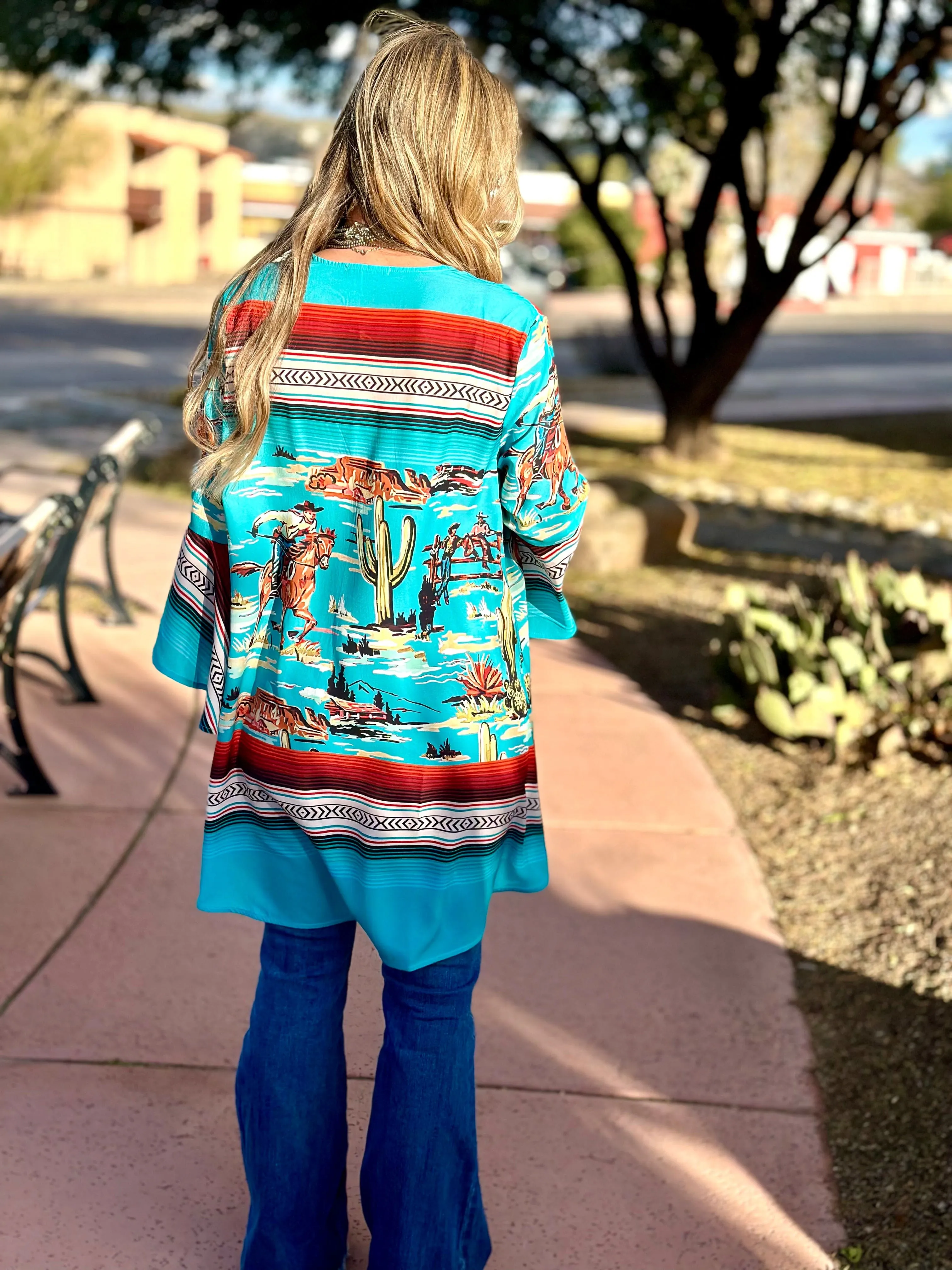 The Retro Colorado Cowboy Scene Kimono