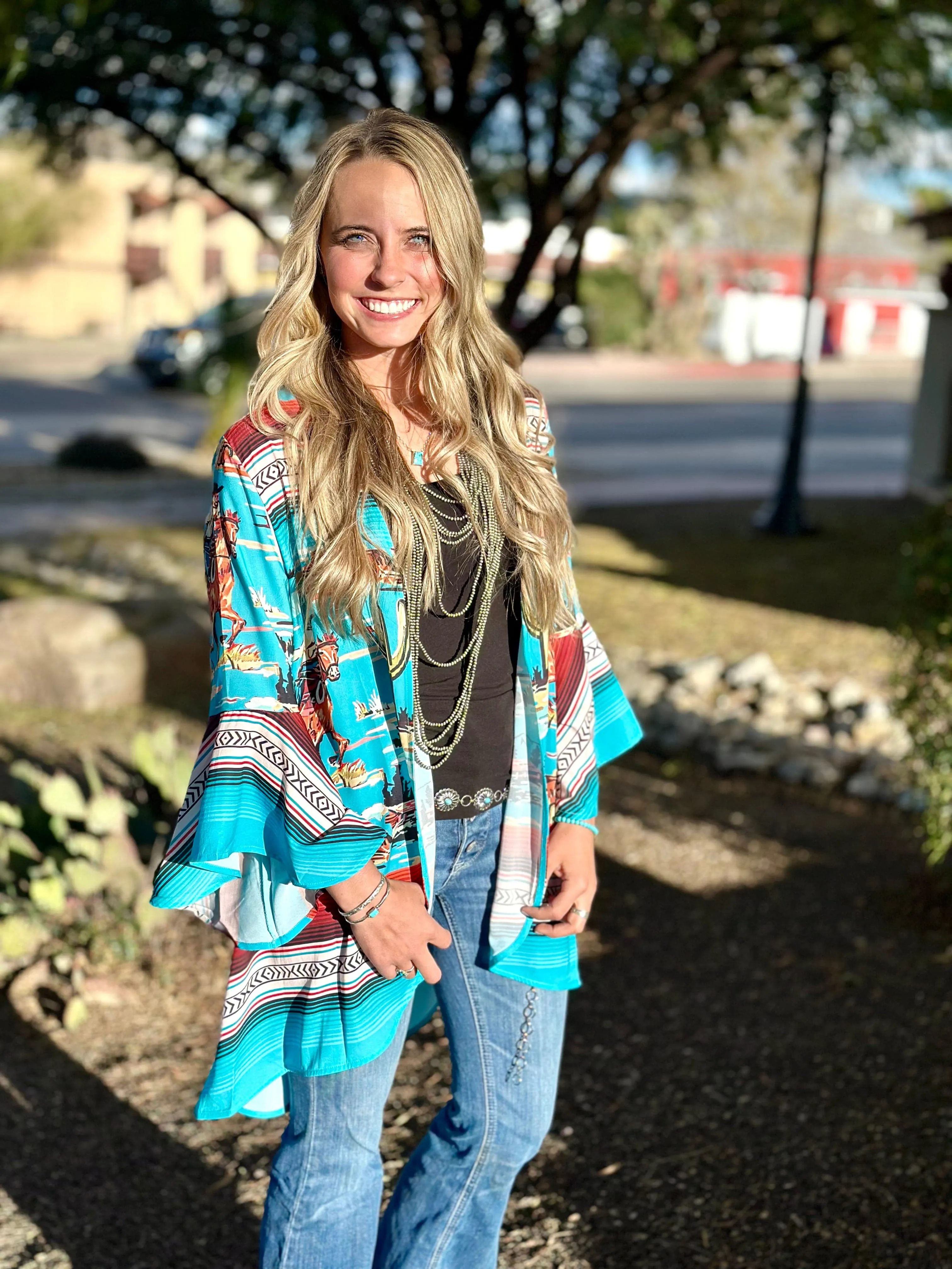 The Retro Colorado Cowboy Scene Kimono