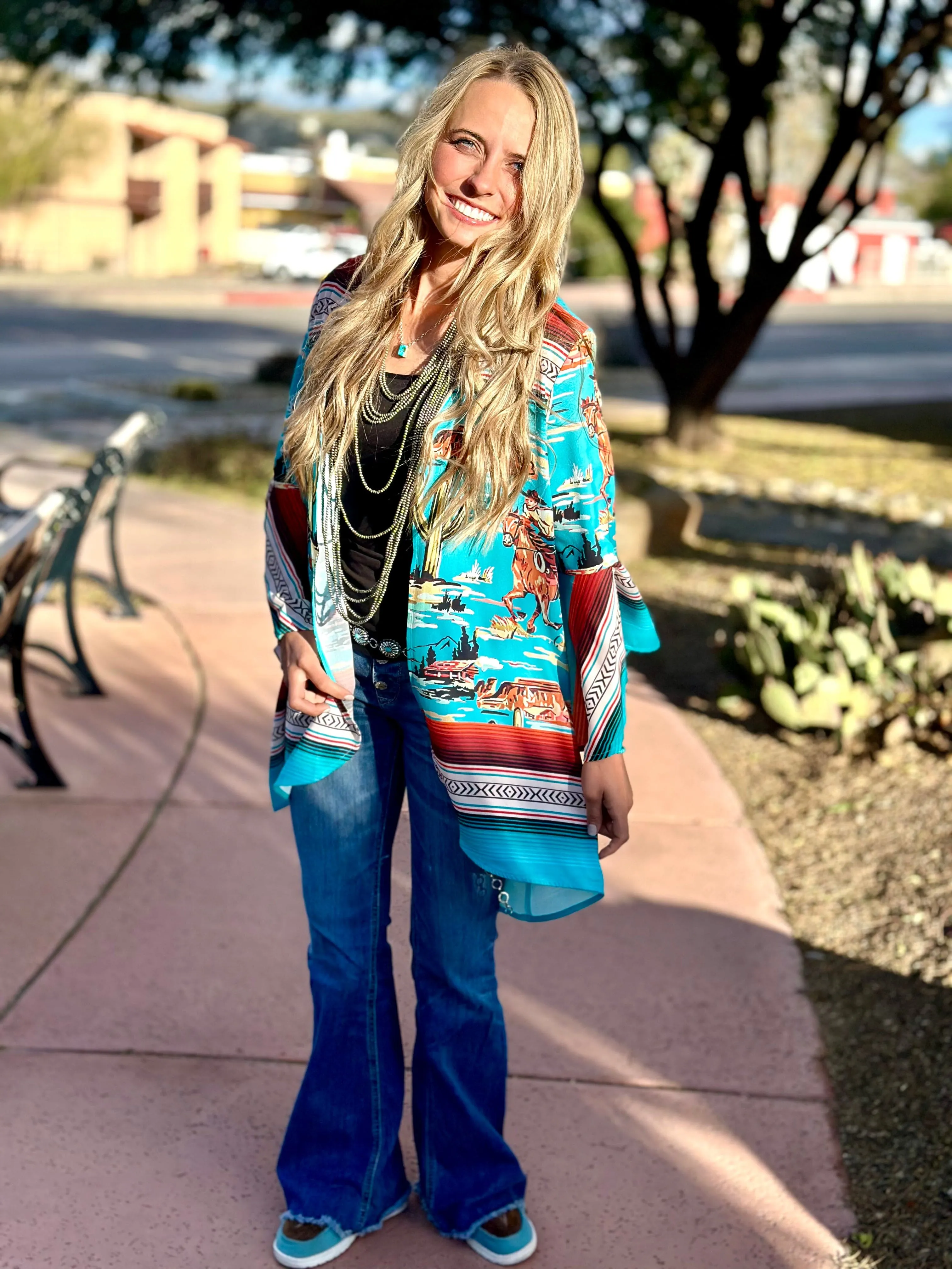 The Retro Colorado Cowboy Scene Kimono