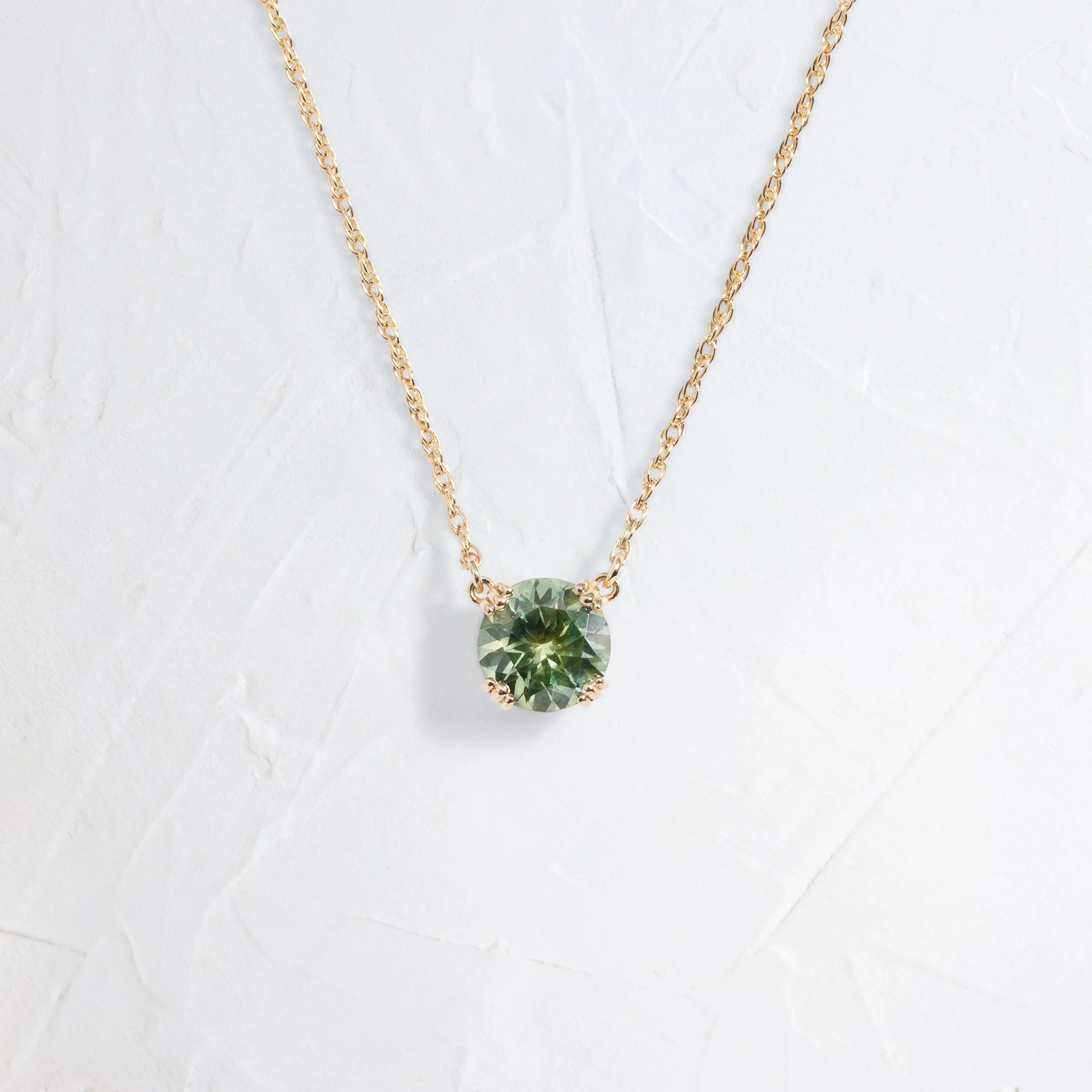 Threaded Necklace, 1.13ct. Light Green Sapphire - OOS