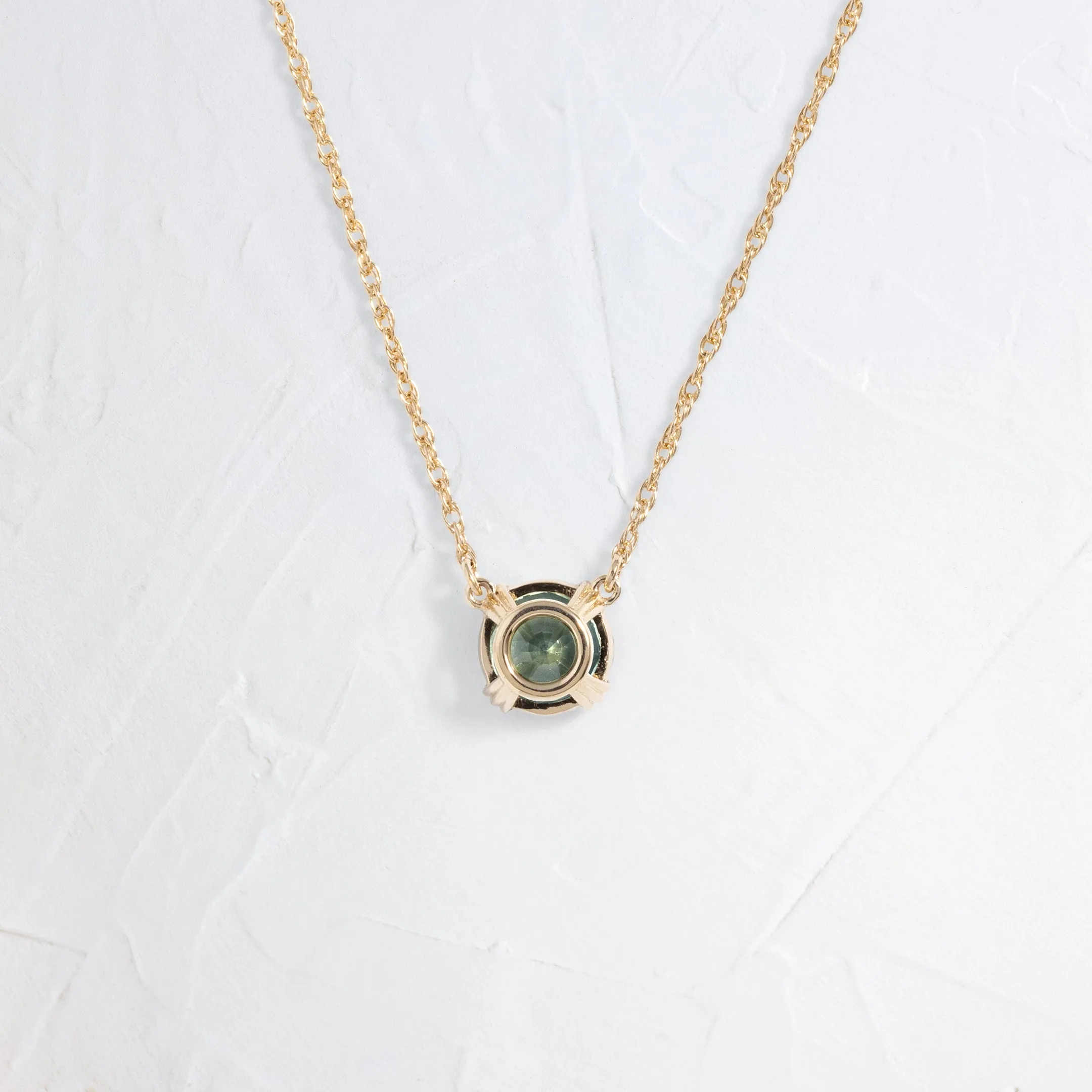 Threaded Necklace, 1.14ct. Blue-Green Sapphire - OOS