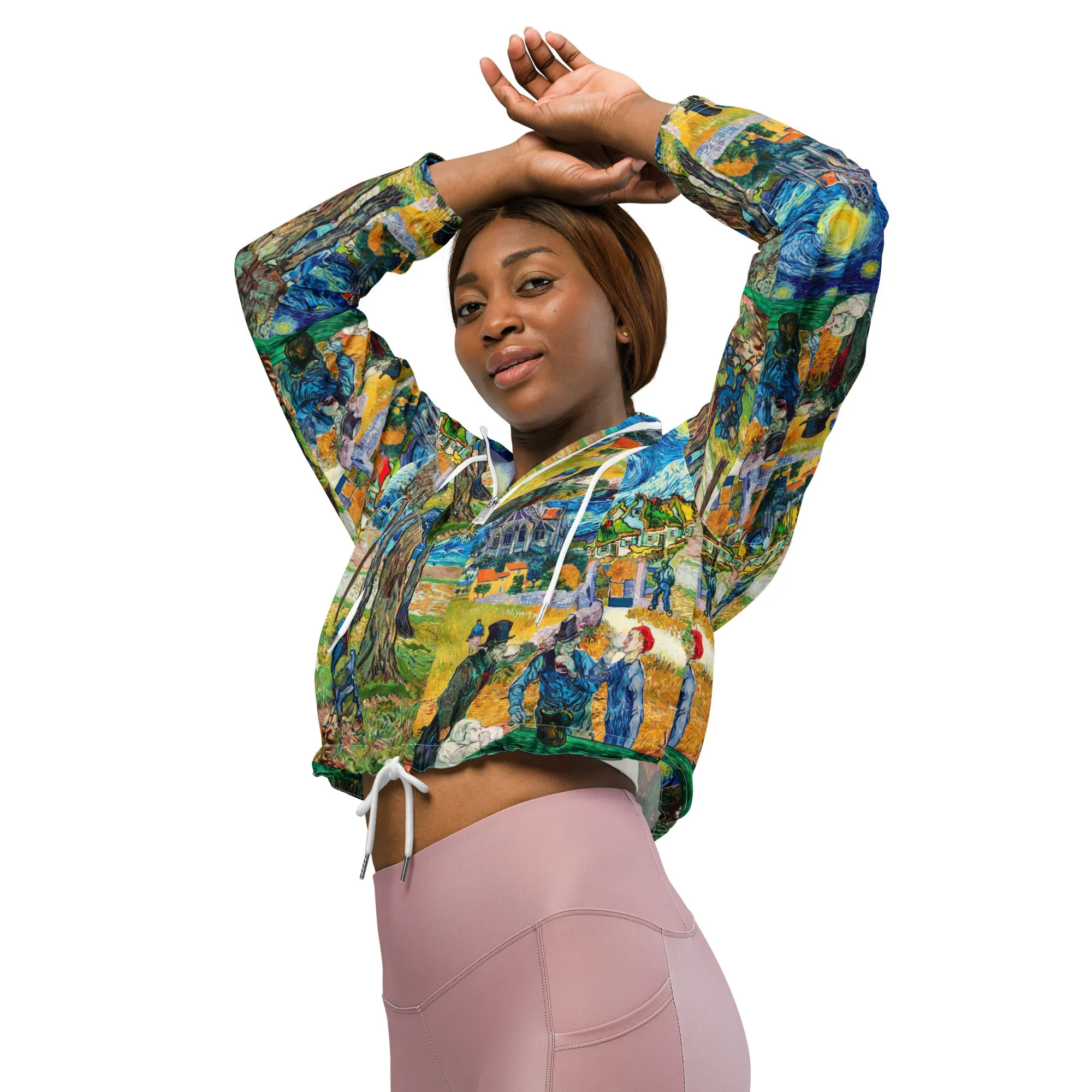 Van Gogh Collage Women’s cropped windbreaker