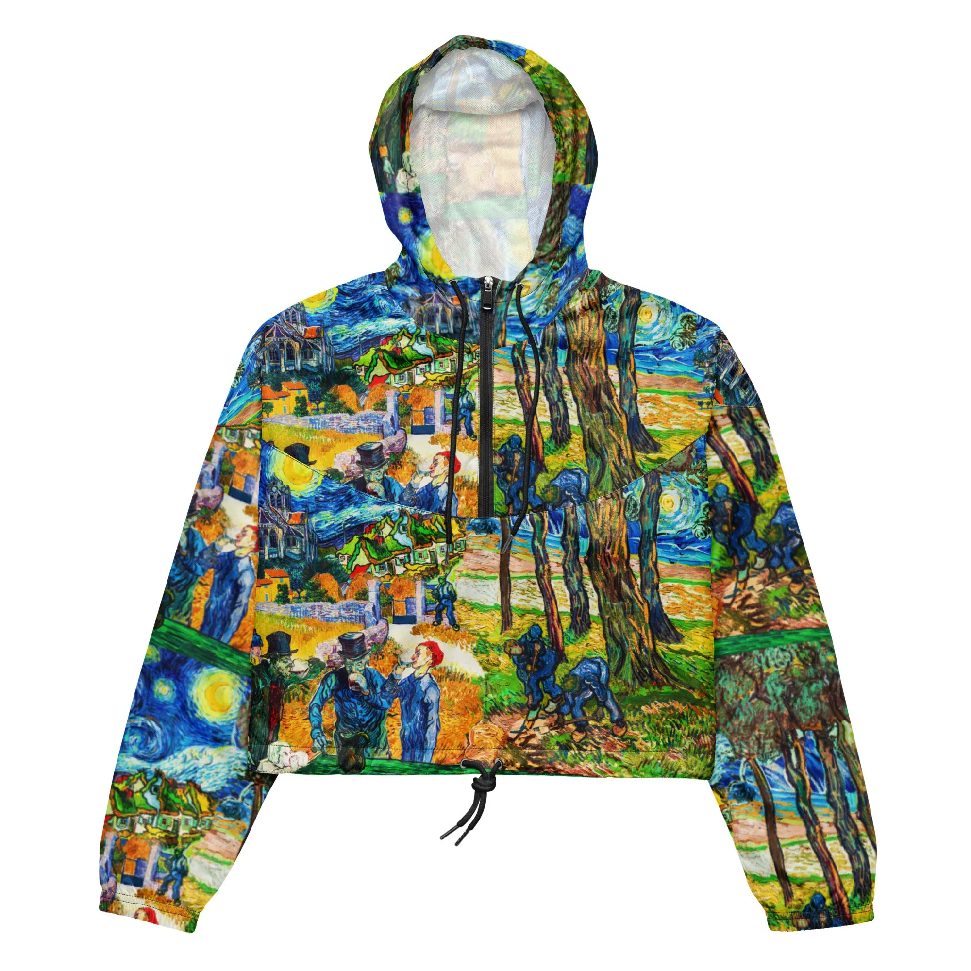 Van Gogh Collage Women’s cropped windbreaker