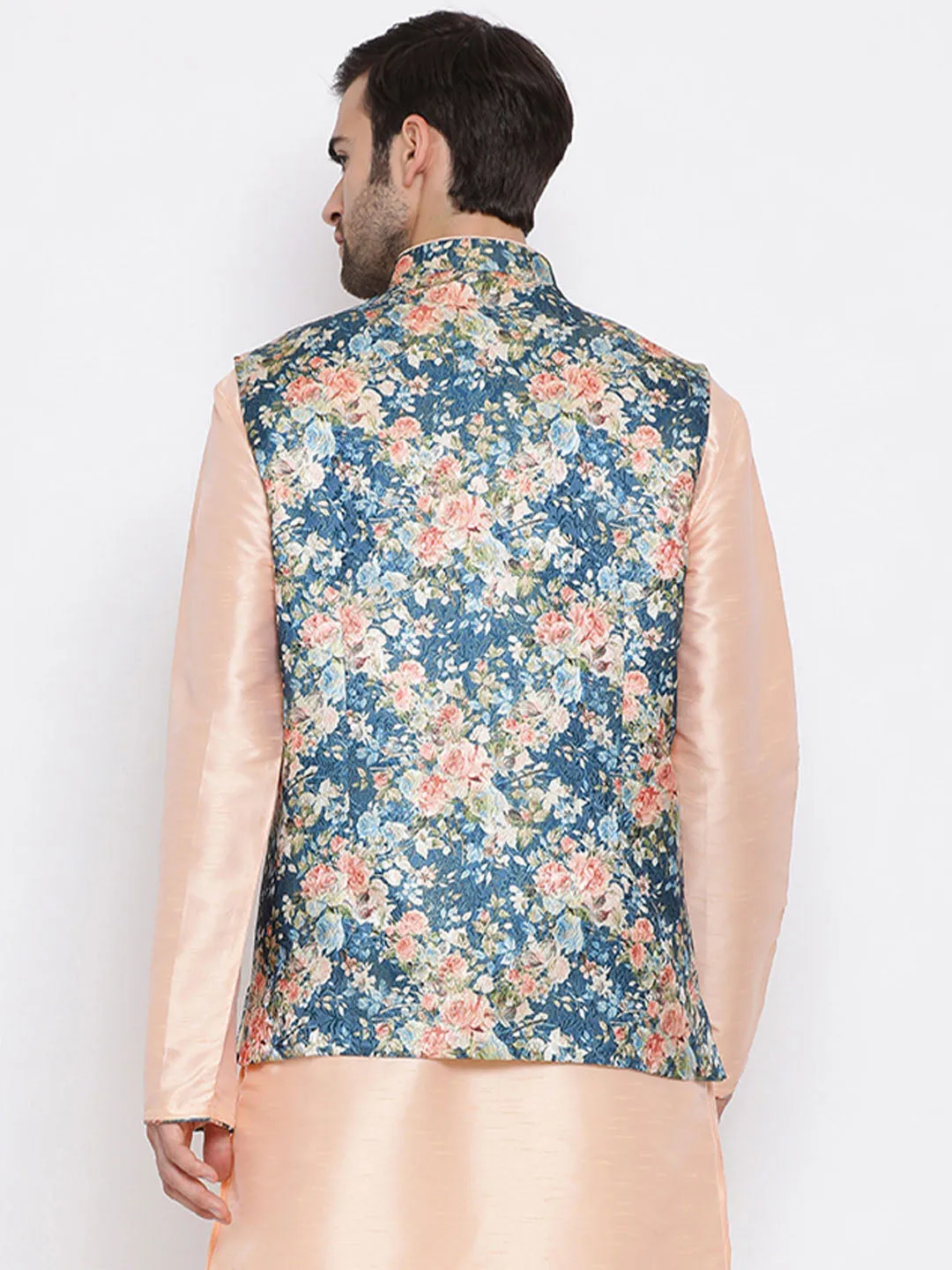 VASTRAMAY Baap Beta Silk Blend Peach Jacket