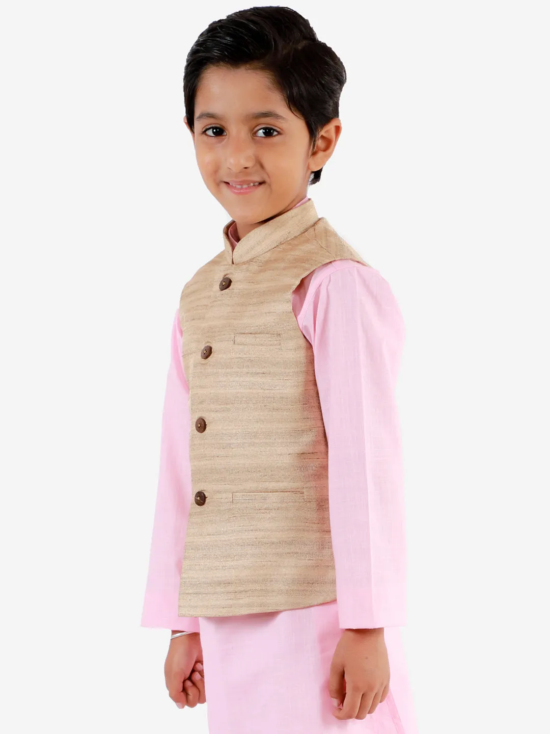 Vastramay Beige Baap Beta Ethnic Jacket Set