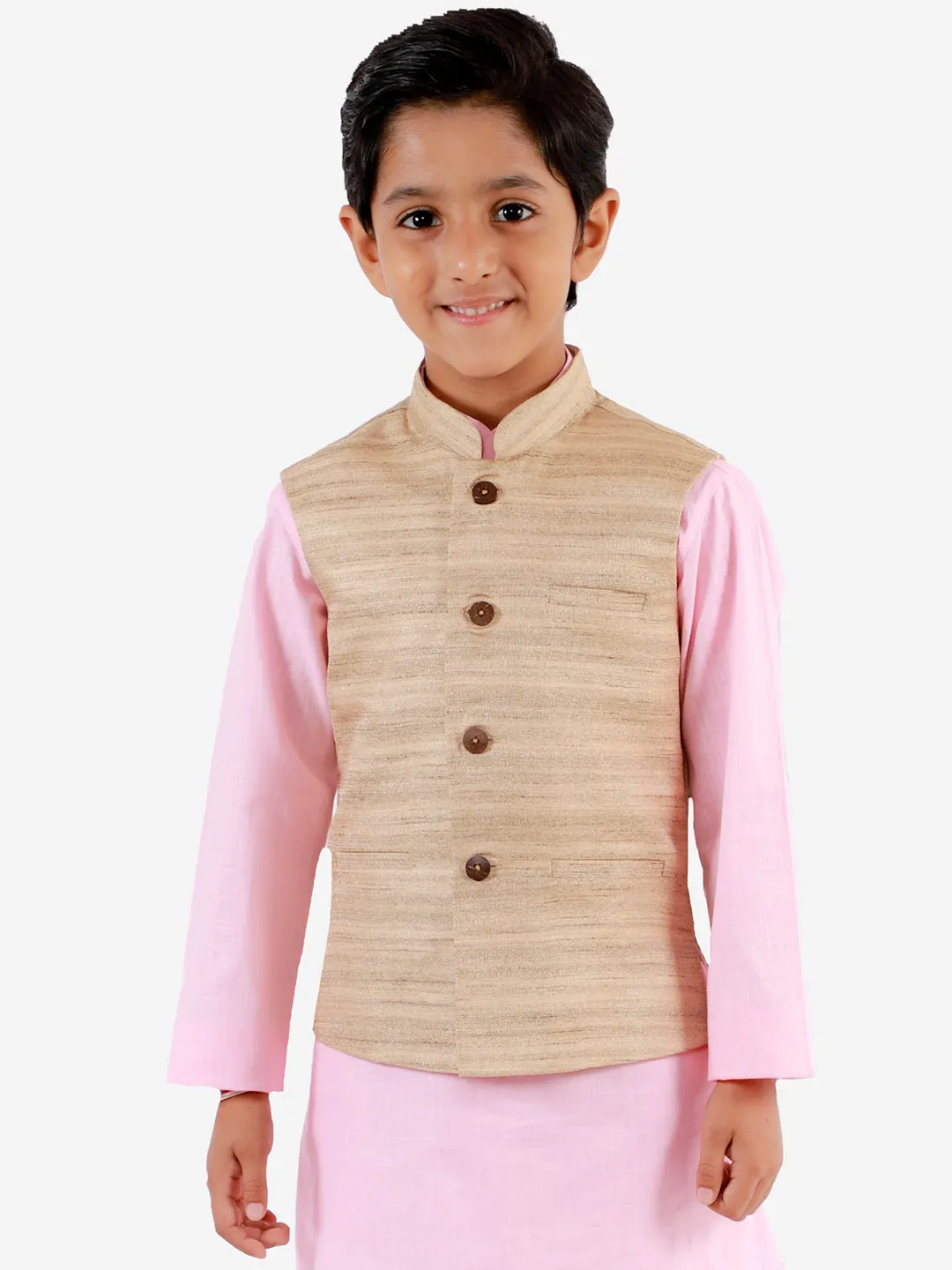 Vastramay Beige Baap Beta Ethnic Jacket Set