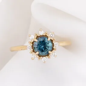 Victoria Ring 1.01ct Teal Blue Montana Sapphire, 14k Yellow Gold (One of a kind)