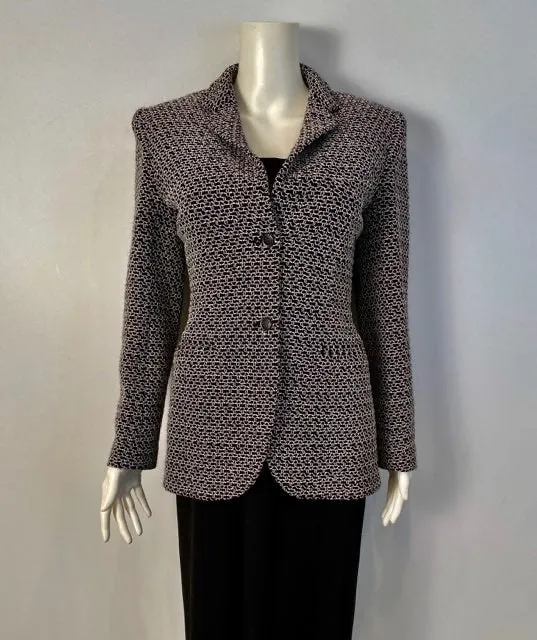 Vintage Chanel 98P, 1998 Spring black white blazer jacket FR 38 US 4