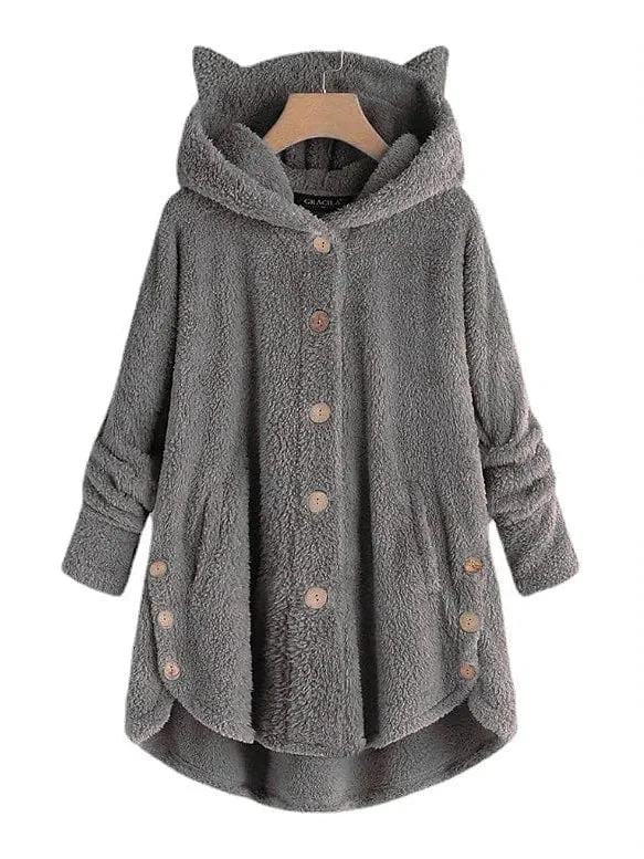 Warm and Stylish Women's Oversized Sherpa Fleece Hooded Jacket