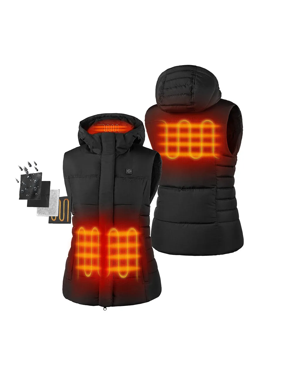 Women's Heated Down Vest - Black/Gray (Apparel Only)