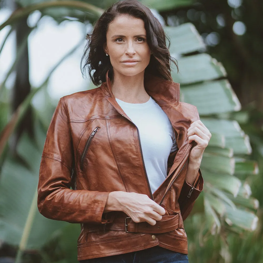 Women's Leather Jacket | KC Leather Signature Range - Eloise in Brown