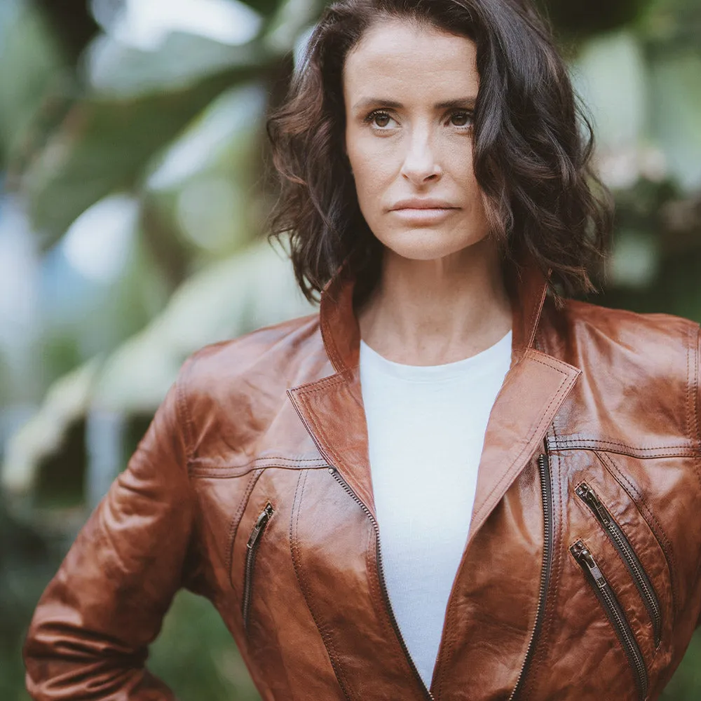 Women's Leather Jacket | KC Leather Signature Range - Eloise in Brown