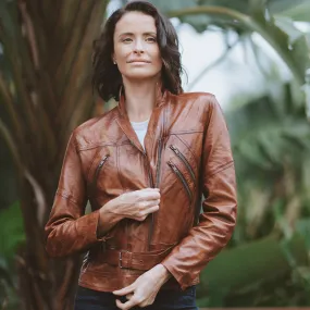 Women's Leather Jacket | KC Leather Signature Range - Eloise in Brown